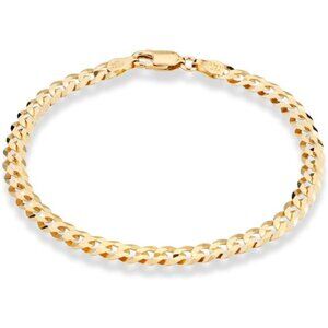 Miabella 18K Gold Over Sterling Silver Italian 5mm Solid Diamond-Cut Cuban Link